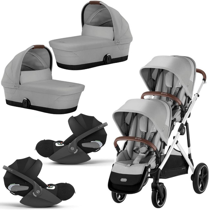 TRIO Gemellare ALL TERRAIN Cybex GAZELLE Extra Cittadino + 2 Navicelle + 2 Ovetti Reclinabili CLOUD