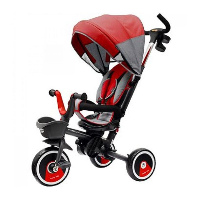 Triciclo 6 in 1 RELAX 360° PIEGHEVOLE, Fronte Strada & Fronte Mamma, Cresce con il Bambino Rosso